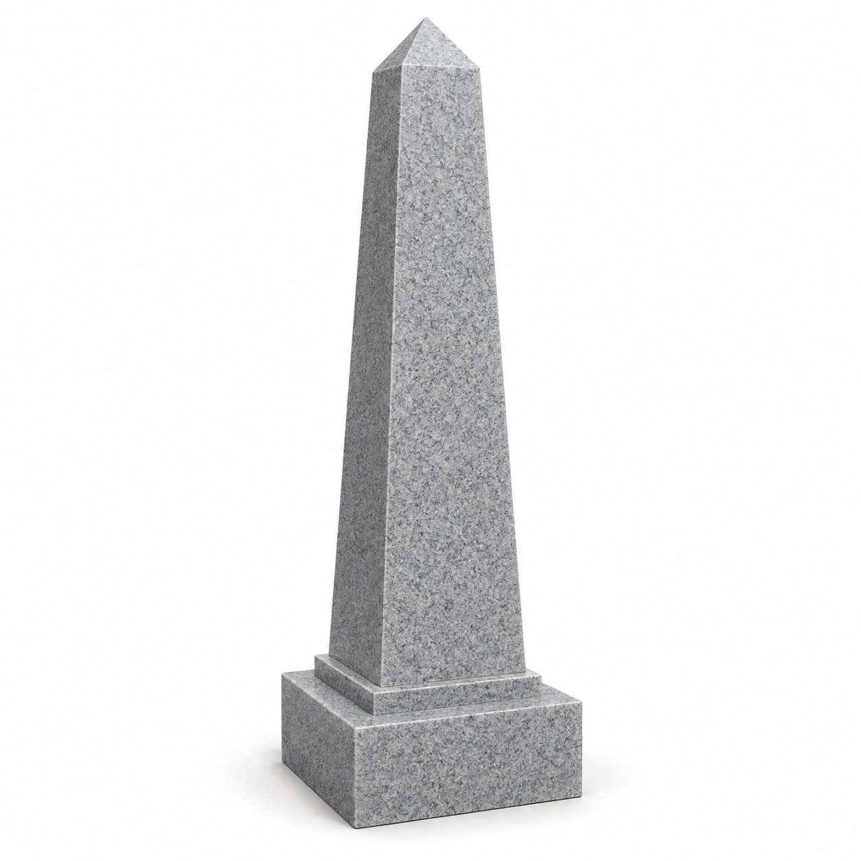 Gray granite obelisk monument on base