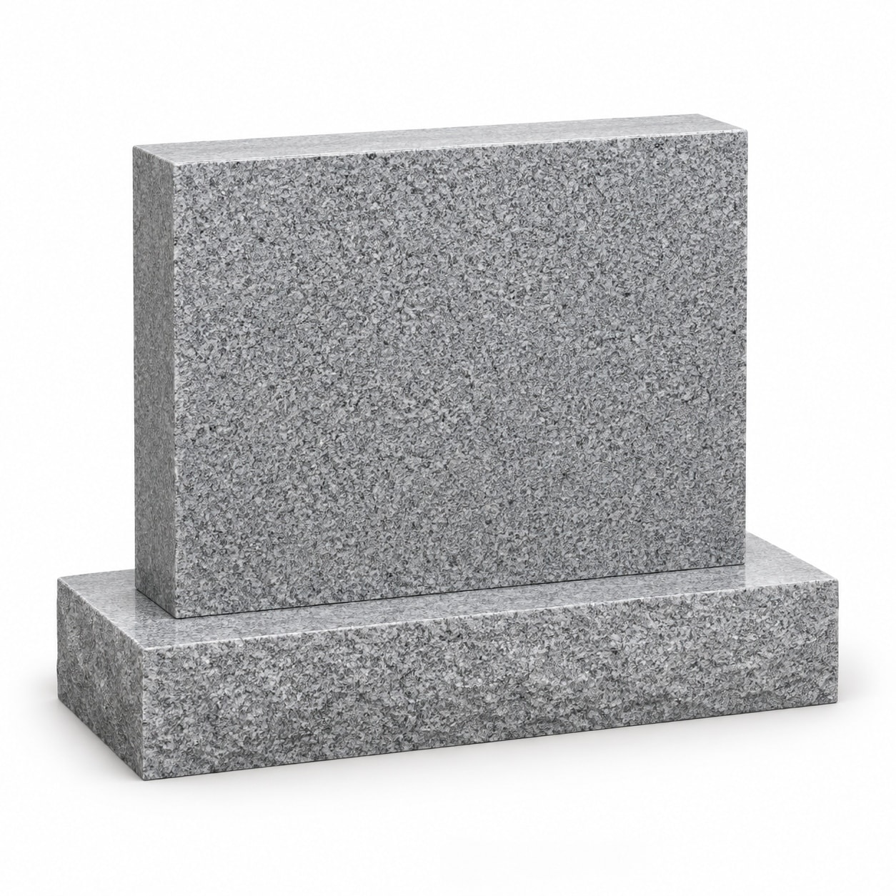 Gray granite monument with straight top on base