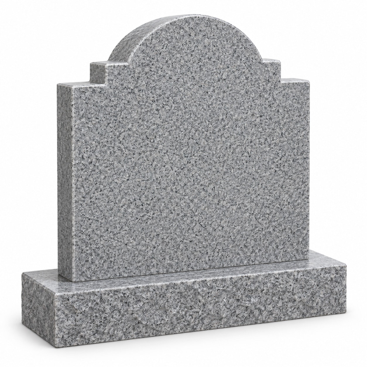 Gray granite monument with shouldered top on base
