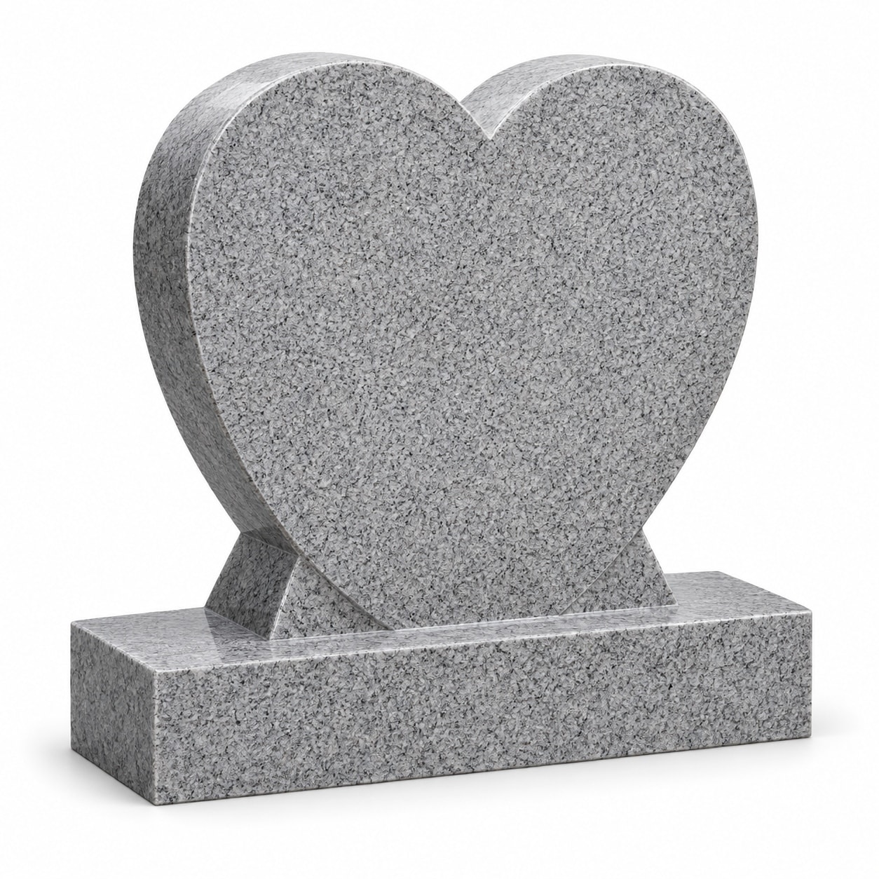 Gray granite single heart-shaped monument on base